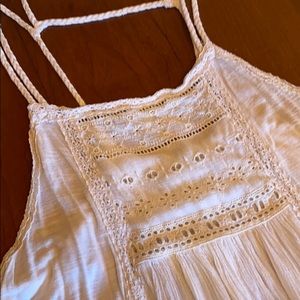 American Eagle White Lace Chest Tank Top